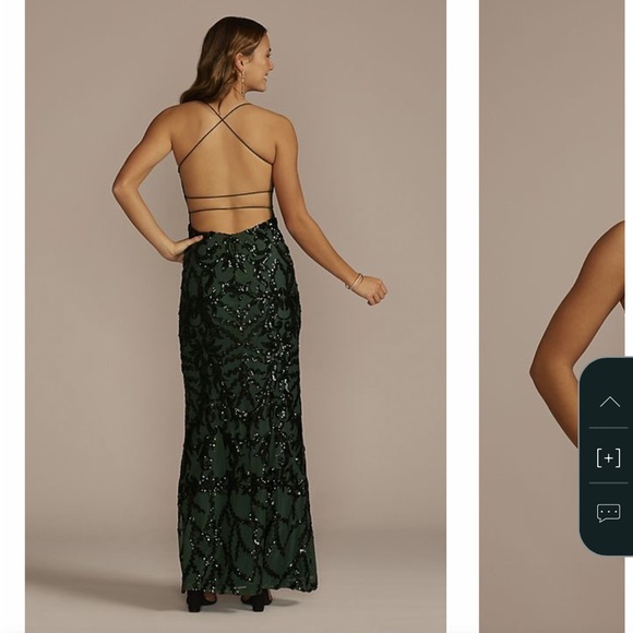 Absolutely stunning emerald gown with sequins - Picture 3 of 7